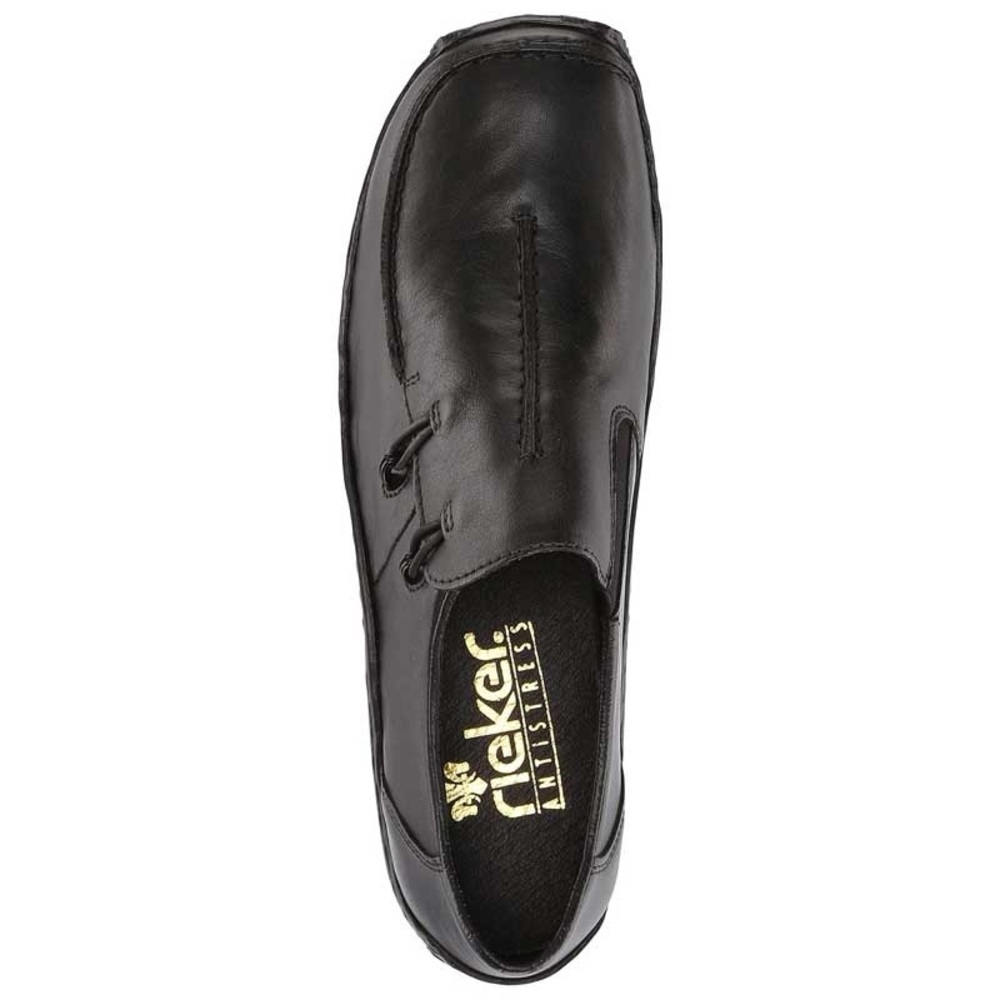 Rieker Black Leather Slip-On Casual Loafers
